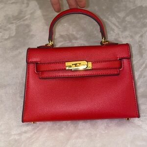 20cm lipstick red mini top handle handbag